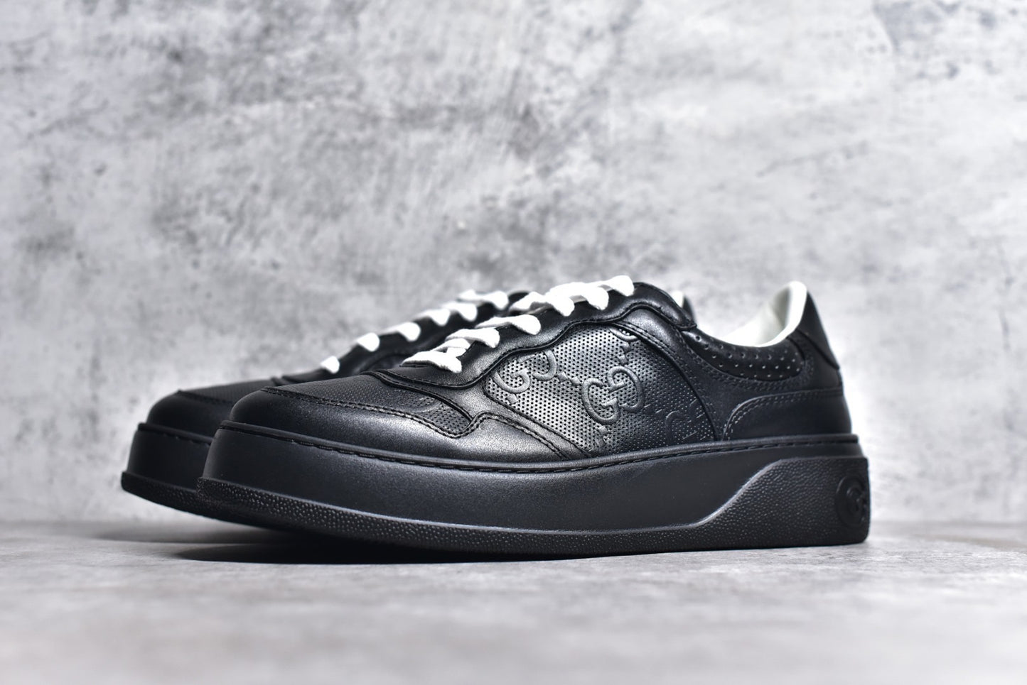 GG Embossed Black Leather