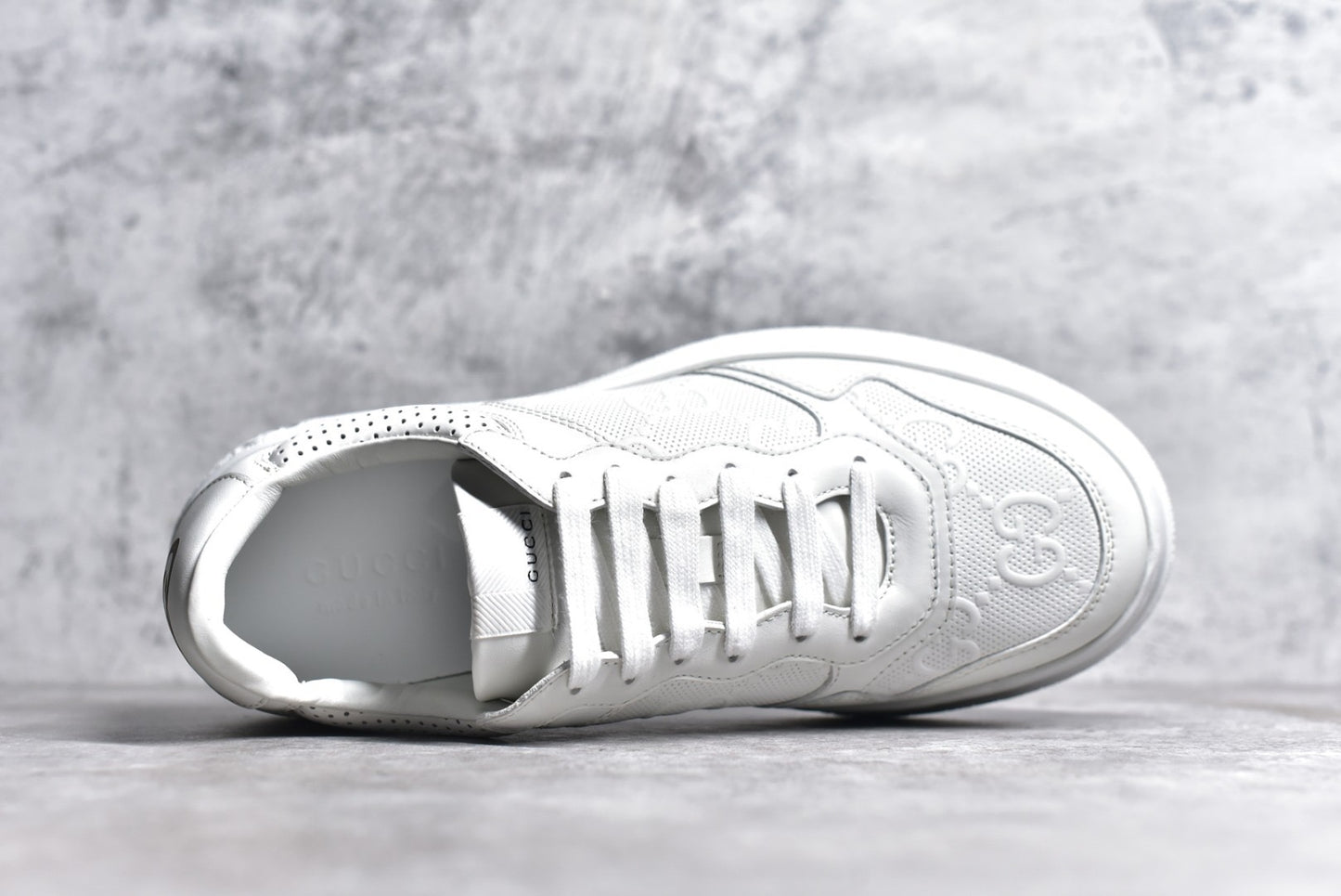 GG Embossed White Leather