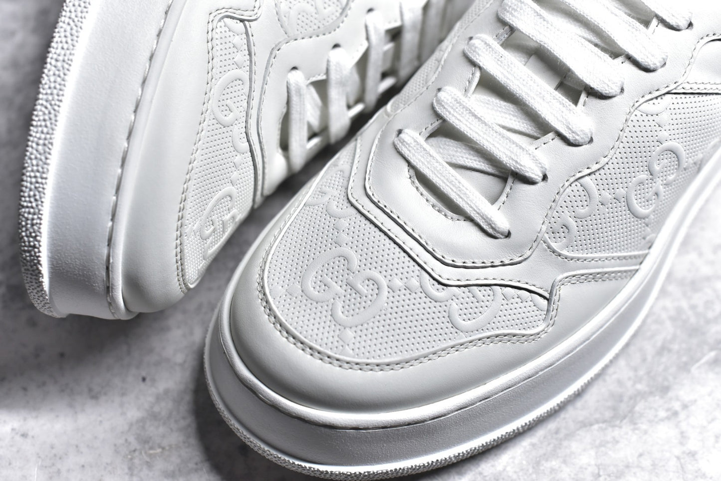 GG Embossed White Leather